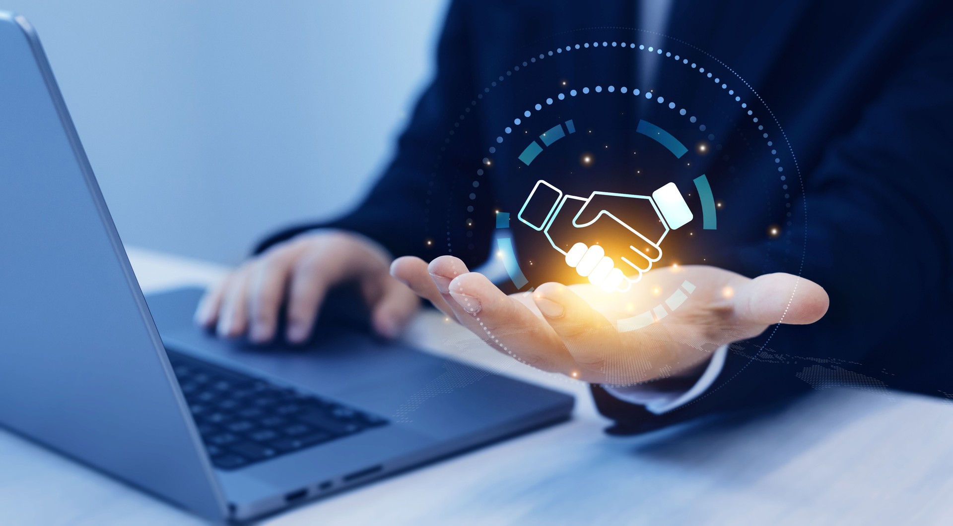 Partnership and business deal concept.Trust in business relationships and financial investment.Handshake of business partners. Trustworthy collaboration and trusted partner.